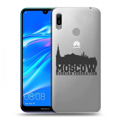 Полупрозрачный дизайнерский пластиковый чехол для Huawei Y6 (2019) Москва