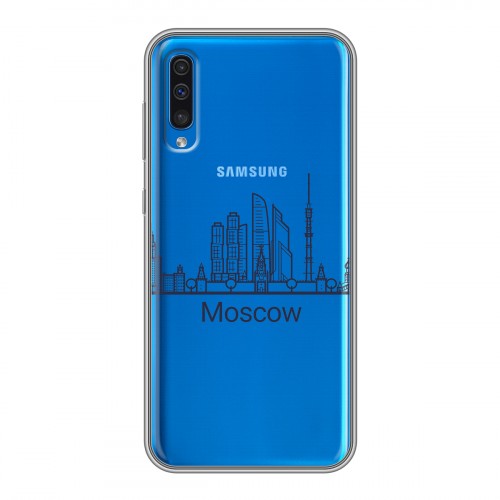 Полупрозрачный дизайнерский пластиковый чехол для Samsung Galaxy A50 Москва