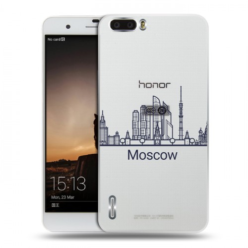 Полупрозрачный дизайнерский пластиковый чехол для Huawei Honor 6 Plus Москва