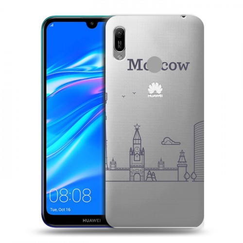 Полупрозрачный дизайнерский пластиковый чехол для Huawei Y6 (2019) Москва