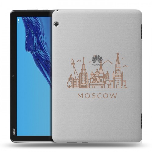 Полупрозрачный дизайнерский силиконовый с усиленными углами чехол для Huawei MediaPad T5 Москва