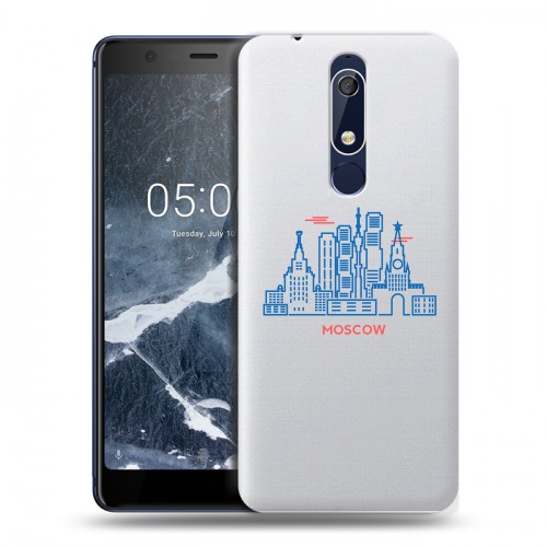 Полупрозрачный дизайнерский пластиковый чехол для Nokia 5.1 Москва