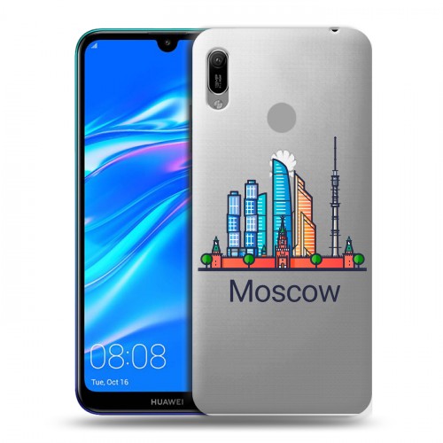 Полупрозрачный дизайнерский пластиковый чехол для Huawei Y6 (2019) Москва