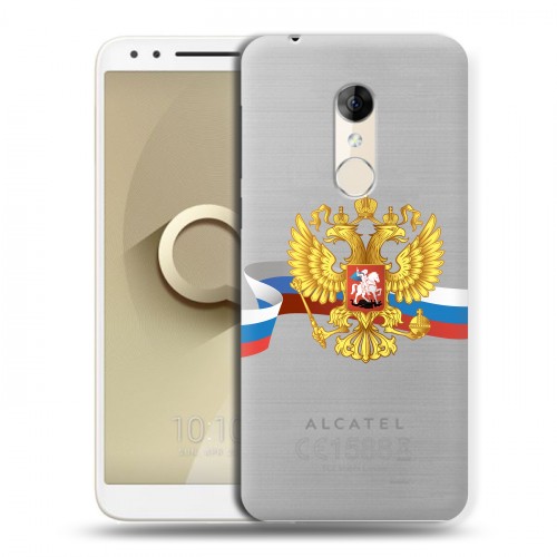 Полупрозрачный дизайнерский пластиковый чехол для Alcatel 3 Российский флаг