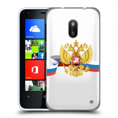 Полупрозрачный дизайнерский пластиковый чехол для Nokia Lumia 620 Российский флаг