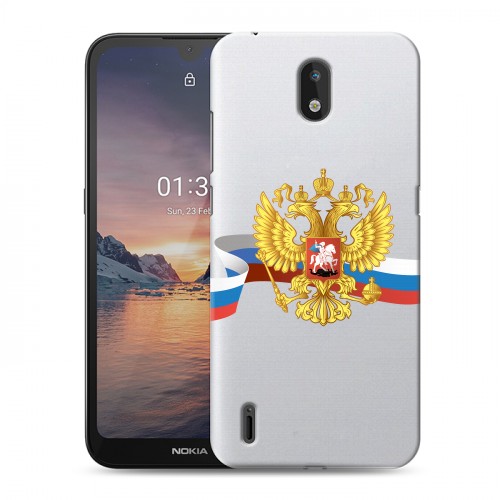 Полупрозрачный дизайнерский пластиковый чехол для Nokia 1.3 Российский флаг