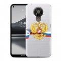 Полупрозрачный дизайнерский силиконовый чехол для Nokia 3.4 Российский флаг
