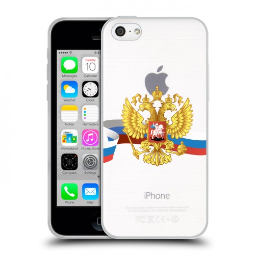 Полупрозрачный дизайнерский пластиковый чехол для Iphone 5c Российский флаг