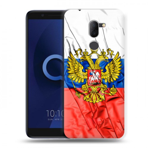 Дизайнерский пластиковый чехол для Alcatel 3X Российский флаг