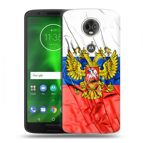 Дизайнерский пластиковый чехол для Motorola Moto E5 Plus Российский флаг