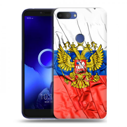 Дизайнерский пластиковый чехол для Alcatel 1S (2019) Российский флаг
