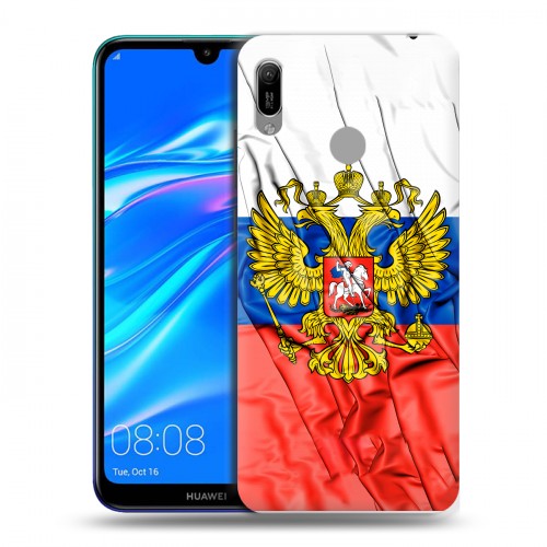 Дизайнерский пластиковый чехол для Huawei Y6 (2019) Российский флаг