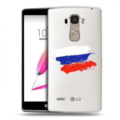 Полупрозрачный дизайнерский пластиковый чехол для LG G4 Stylus Российский флаг