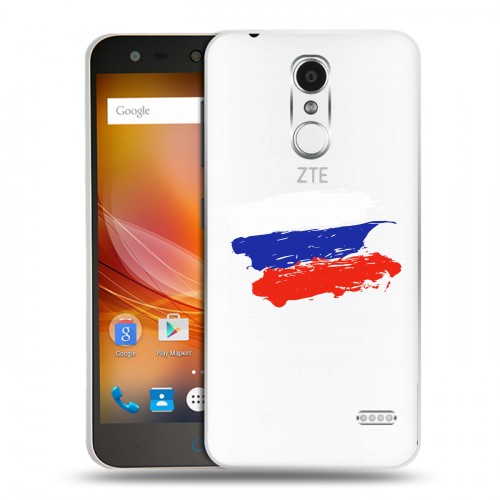 Полупрозрачный дизайнерский пластиковый чехол для ZTE Blade X5 Российский флаг