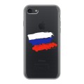 Полупрозрачный дизайнерский силиконовый чехол для Iphone 7 Российский флаг