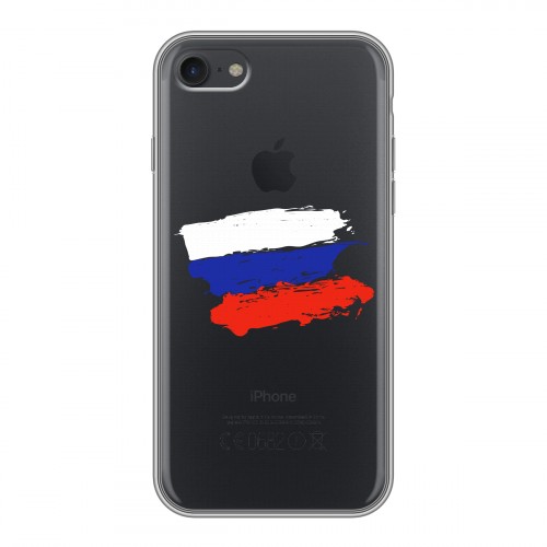 Полупрозрачный дизайнерский силиконовый чехол для Iphone 7 Российский флаг