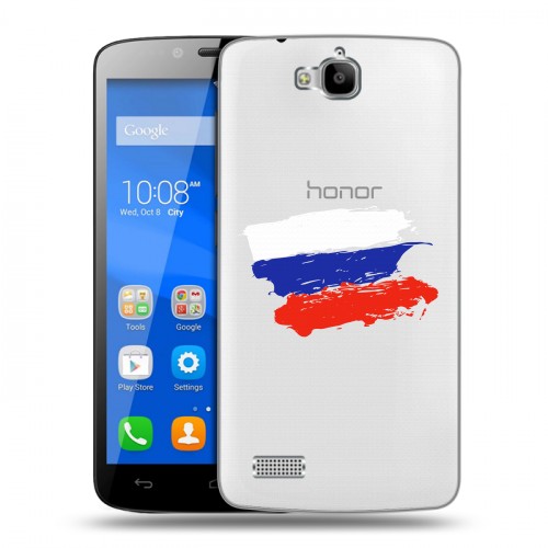 Полупрозрачный дизайнерский пластиковый чехол для Huawei Honor 3C Lite Российский флаг