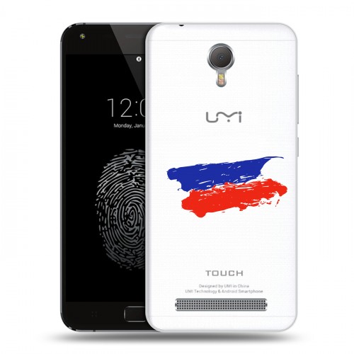 Полупрозрачный дизайнерский пластиковый чехол для Umi Touch Российский флаг