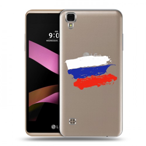 Полупрозрачный дизайнерский силиконовый чехол для LG X Style Российский флаг