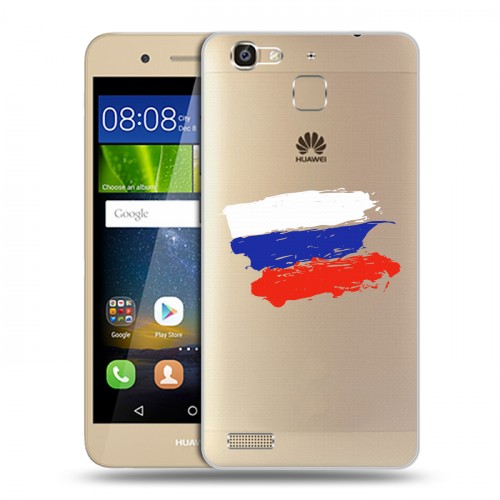 Полупрозрачный дизайнерский пластиковый чехол для Huawei GR3 Российский флаг