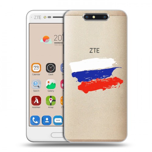 Полупрозрачный дизайнерский пластиковый чехол для ZTE Blade V8 Российский флаг