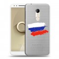 Полупрозрачный дизайнерский пластиковый чехол для Alcatel 3 Российский флаг