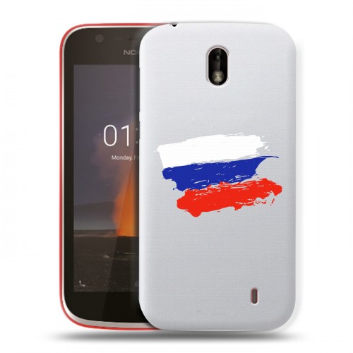 Полупрозрачный дизайнерский пластиковый чехол для Nokia 1 Российский флаг