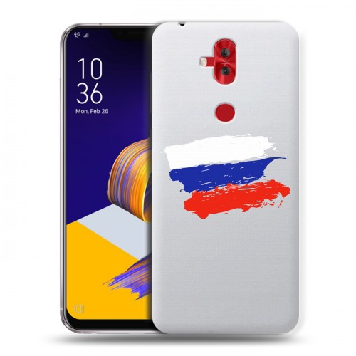 Полупрозрачный дизайнерский пластиковый чехол для ASUS ZenFone 5 Lite Российский флаг