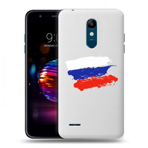 Полупрозрачный дизайнерский пластиковый чехол для LG K11 Plus Российский флаг