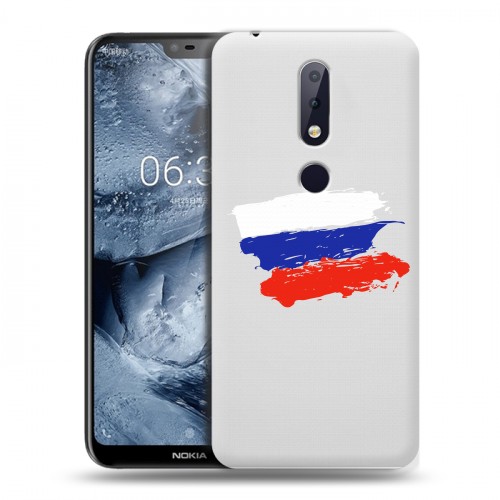 Полупрозрачный дизайнерский пластиковый чехол для Nokia 6.1 Plus Российский флаг