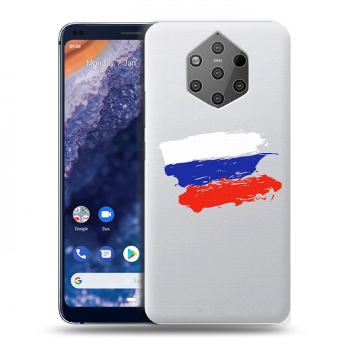 Полупрозрачный дизайнерский пластиковый чехол для Nokia 9 PureView Российский флаг