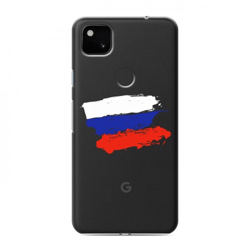 Полупрозрачный дизайнерский пластиковый чехол для Google Pixel 4a Российский флаг