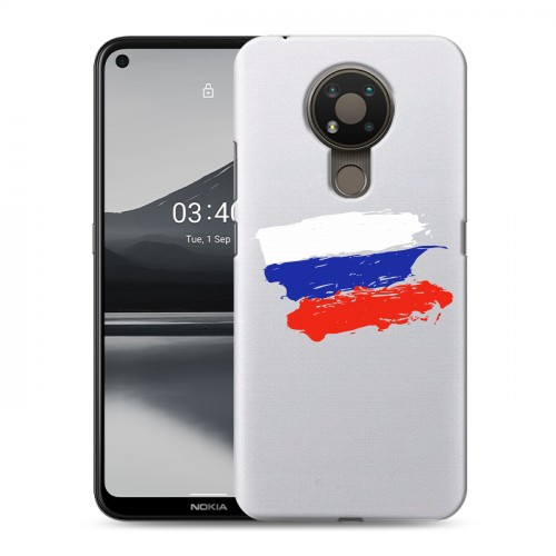 Полупрозрачный дизайнерский пластиковый чехол для Nokia 3.4 Российский флаг