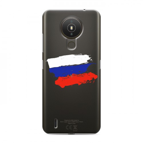 Полупрозрачный дизайнерский силиконовый чехол для Nokia 1.4 Российский флаг