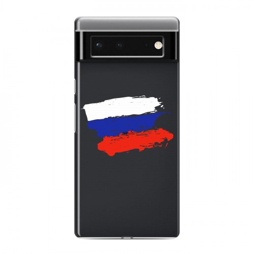 Полупрозрачный дизайнерский пластиковый чехол для Google Pixel 6 Российский флаг