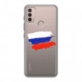 Полупрозрачный дизайнерский пластиковый чехол для Lenovo K14 Plus Российский флаг