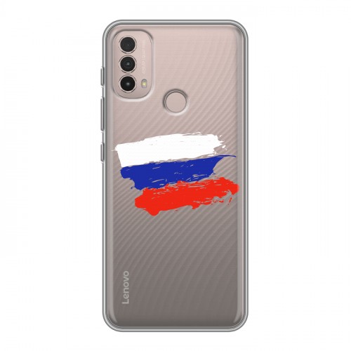 Полупрозрачный дизайнерский пластиковый чехол для Lenovo K14 Plus Российский флаг