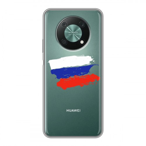 Полупрозрачный дизайнерский пластиковый чехол для Huawei Nova Y90 Российский флаг