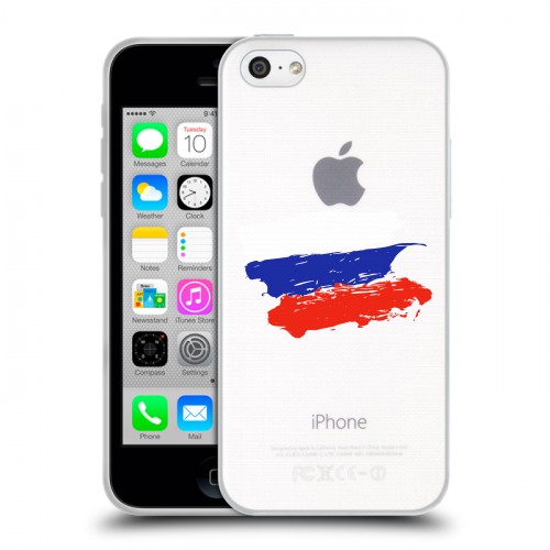 Полупрозрачный дизайнерский пластиковый чехол для Iphone 5c Российский флаг