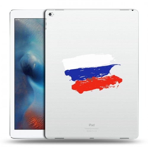 Полупрозрачный дизайнерский пластиковый чехол для Ipad Pro Российский флаг