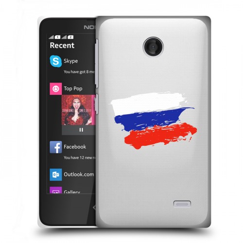 Полупрозрачный дизайнерский пластиковый чехол для Nokia X Российский флаг