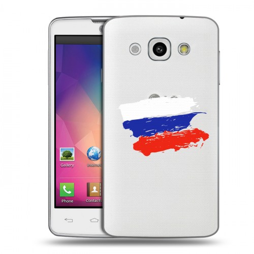 Полупрозрачный дизайнерский пластиковый чехол для LG L60 Российский флаг