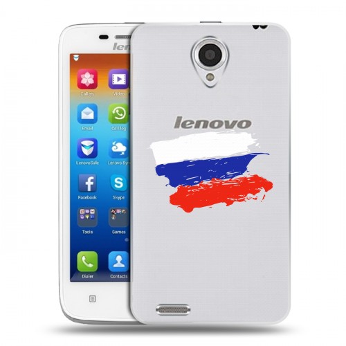 Полупрозрачный дизайнерский пластиковый чехол для Lenovo S650 Ideaphone Российский флаг