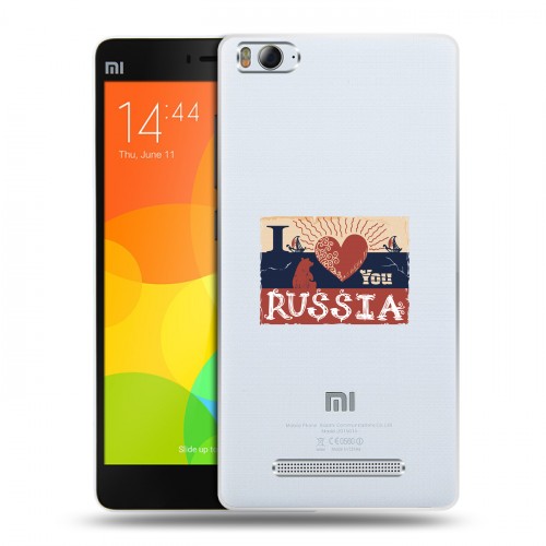 Полупрозрачный дизайнерский пластиковый чехол для Xiaomi Mi4i Российский флаг