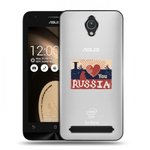 Полупрозрачный дизайнерский пластиковый чехол для ASUS Zenfone Go Российский флаг