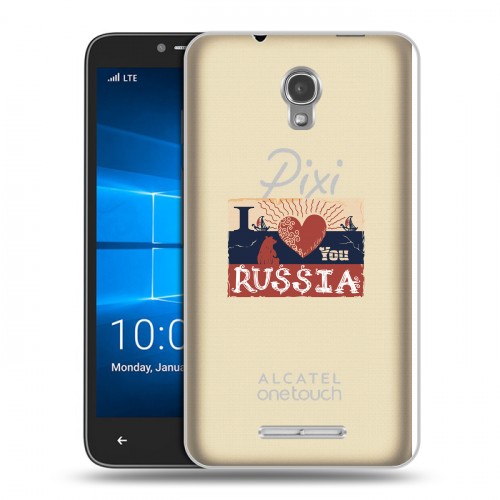 Полупрозрачный дизайнерский пластиковый чехол для Alcatel OneTouch Pixi First Российский флаг