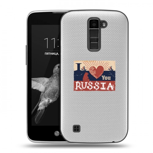 Полупрозрачный дизайнерский пластиковый чехол для LG K7 Российский флаг