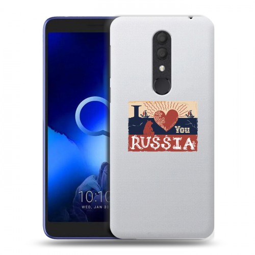 Полупрозрачный дизайнерский пластиковый чехол для Alcatel 1X (2019) Российский флаг