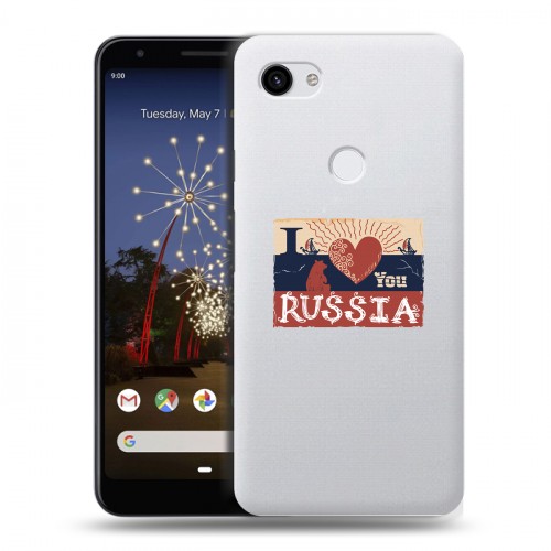 Полупрозрачный дизайнерский пластиковый чехол для Google Pixel 3a XL Российский флаг