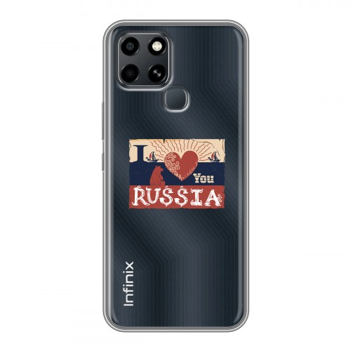 Полупрозрачный дизайнерский силиконовый с усиленными углами чехол для Infinix Smart 6 Российский флаг